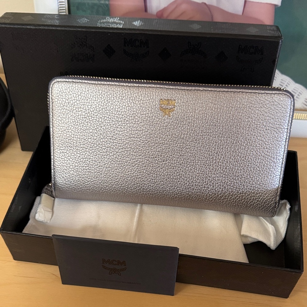 MCM metallic zip-around wallet